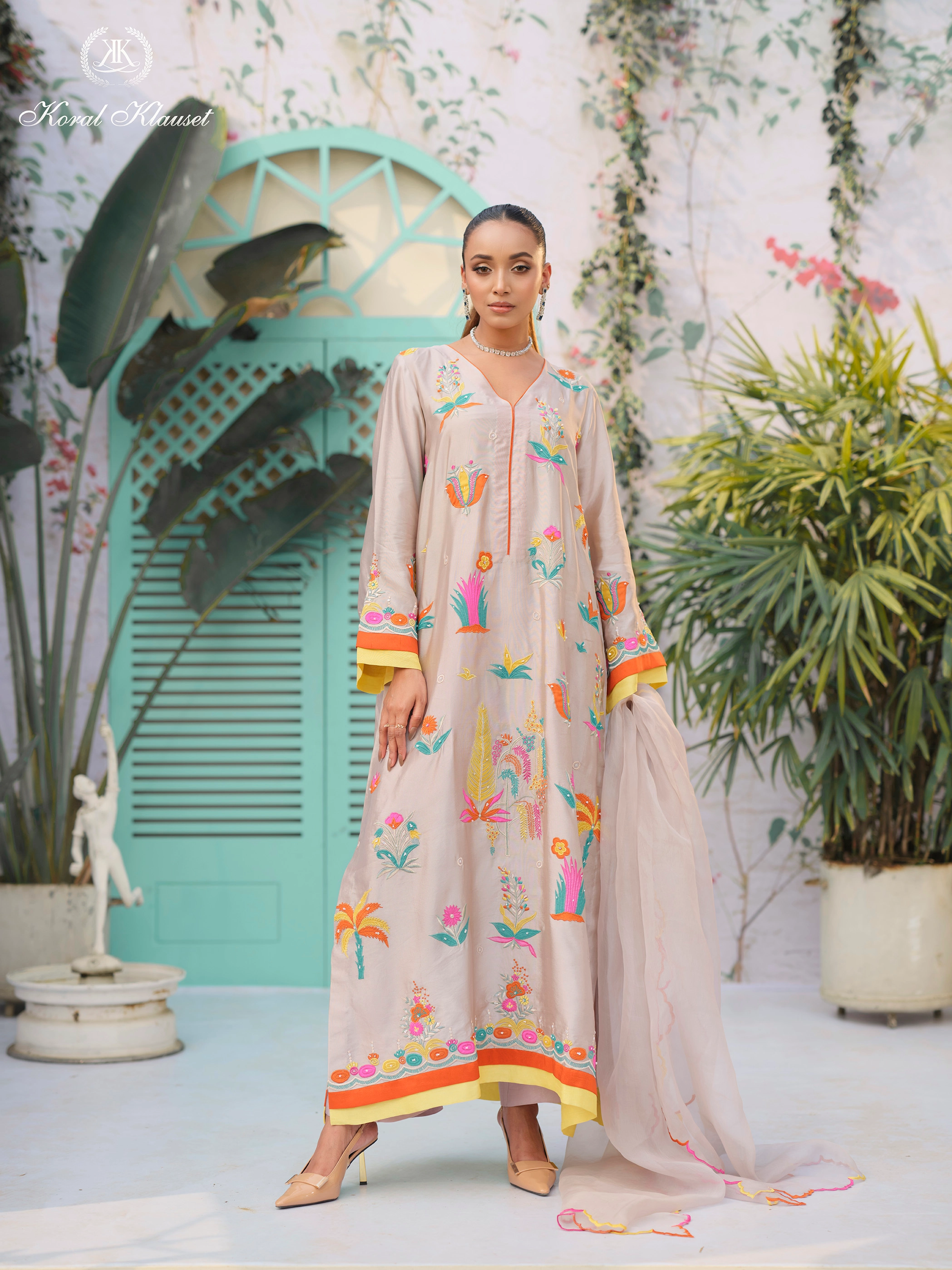 Grey Signature Patch Kameez